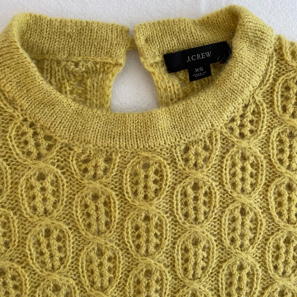 NWOT ~ J Crew Alpaca Blend Open Knit Sweater ~ Mustard ~ Size X-Small
